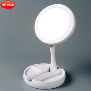 Foldaway Mirror LED Lighted, Double Sided Vanity Makeup Mirror 10X Magnification