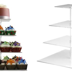 4 Tier Square Wedding Party Tree Tower Acrylic Cupcake Display Stand