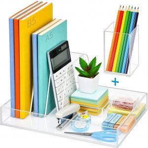 Acrylic Desktop Organizer with Magazine Book Acrylic Holder