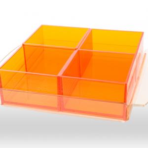 Acrylic tray with four boxes in