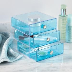 Translucent Blue 3 Acrylic Makeup Drawers