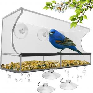 Clear Window Bird Feeder House with Sliding Feed Acrylic Bird Feeder