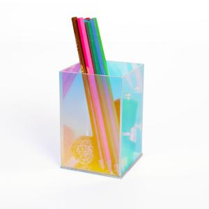 Iridescent Acrylic Storage Display Boxes Pen Holders Colorful Rainbow Acrylic Box