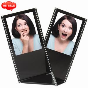 Black Acrylic Film Strip Standing Wallet Size Photo Frame, Holds Two 2.5&quot; X 3.5&quot; P
