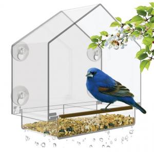 Amazon Hot Sale Outside Window Acrylic Bird Feeder Bird House