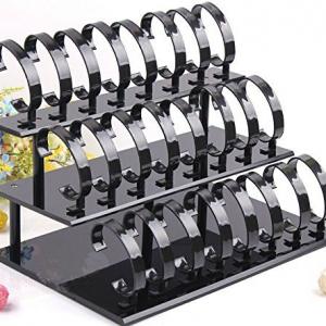 3-Tier Watch Stand Holder Removable 24 Acrylic Watch Display Rack Watch Frame Watch Holder-Black