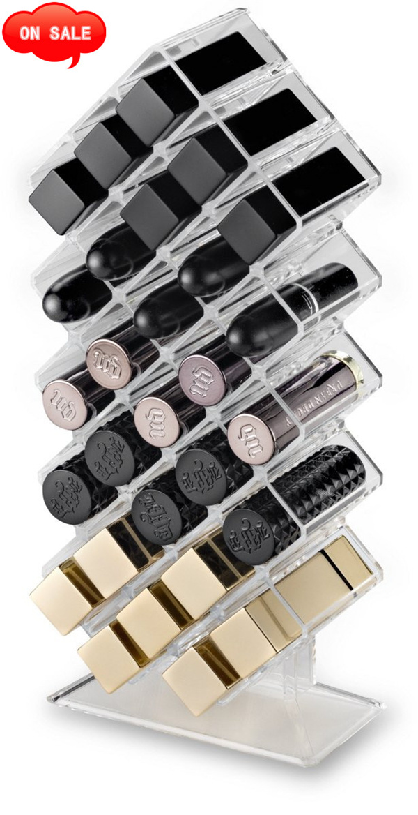28 Space Lipstick Cosmetic Display Stand Acrylic Lip Gloss Makeup Organizer
