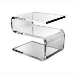 S-shaped transparent coffee table display